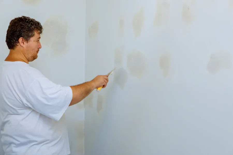 Reprise d'un mur à la spatule après remise en état